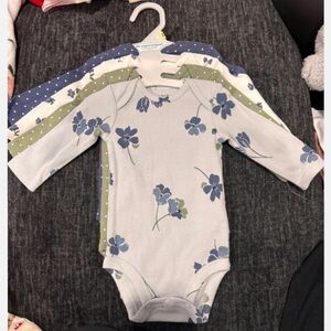 Carter's Blue Floral Long Sleeve Bodysuit Set